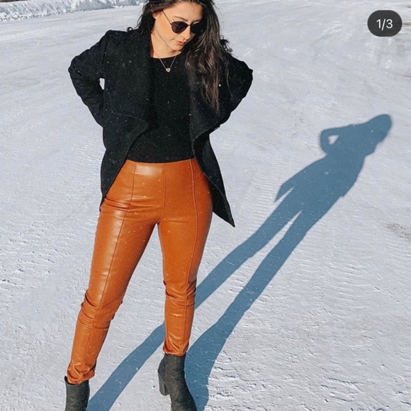 Brown Faux Leather pants - Picture 3 of 4